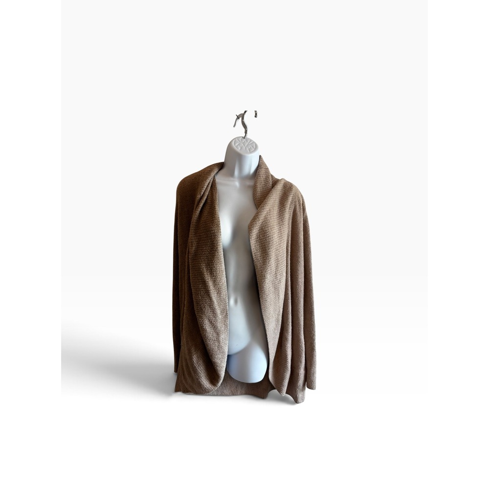 Barefoot Dreams Cardigan M Tan CozyChic Lite Circle Open Front Shawl Pocket 423
